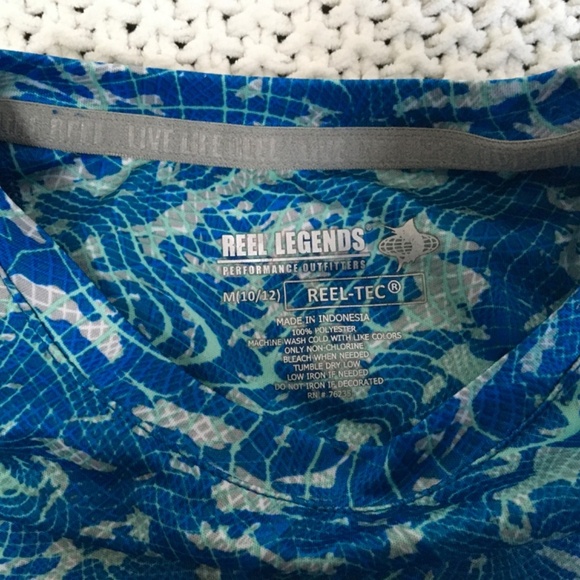 REEF DRYFIT SUN SHIRT, BOYS SIZE 10-12, BLUE TEAL AND GRAY - Picture 2 of 4